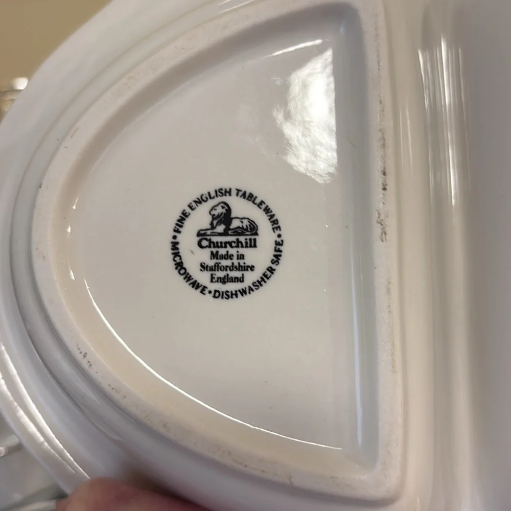 Churchill Staffordshire England Blue Willow Divided Ceramic Serving Dish.